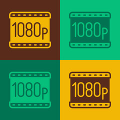 Pop art Full HD 1080p icon isolated on color background. Vector