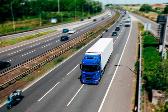 Lorry traffic on the motorway, United Kingdom	