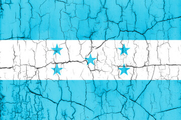 Textured photo of the flag of Honduras with cracks.