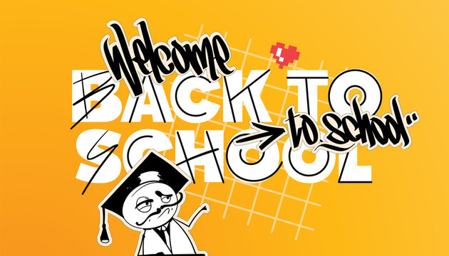 Back to school graffiti banner, hand drawn, doodle, street style design
