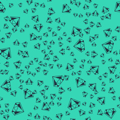Black Diamond icon isolated seamless pattern on green background. Jewelry symbol. Gem stone. Vector