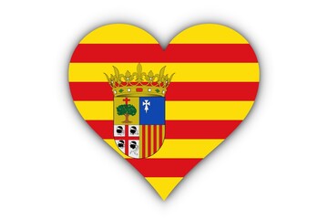 Bandera de Aragón en corazón - obrazy, fototapety, plakaty