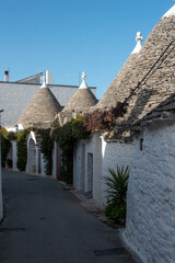 Fototapeta na wymiar Iconic residential houses in the historic Trulli district in Alberobello, Southern Italy