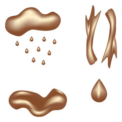Set of abstract realistic graphic elements in trendy chocolate tints. Vector 3d illustration.