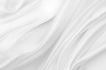 Poster Close-up of rippled white silk fabric texture background  © Stillfx