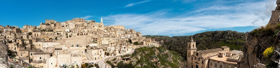 Fototapeta na wymiar Scenic view of famous historic downtown Matera in Southern Italy