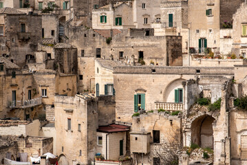 Fototapeta premium Detail of historic houses in Sassi di Matera, Southern Italy