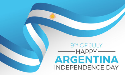 9Th of july happy argentina independence day. Vector template for banner, greeting card, poster of argentina independence day celebration. Waving flag. Vector illustration.