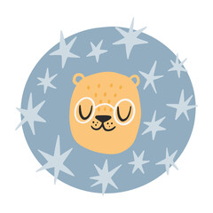 Cute modern lion with stars. Vector illustration