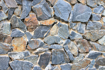 Stone wall texture background. Close up of gray stone fence