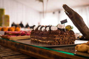 chocolate cake on a table