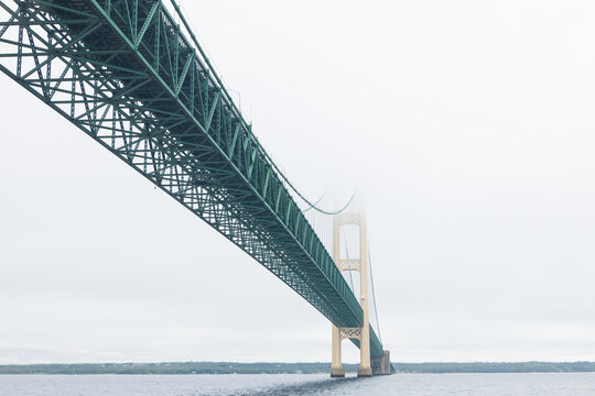 Mackinac Bridge In The Fog, Michigan, USA