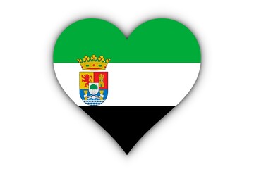 Bandera de Extremadura en corazón - obrazy, fototapety, plakaty