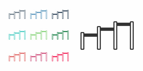 Black Sport horizontal bar icon isolated on white background. Set icons colorful. Vector