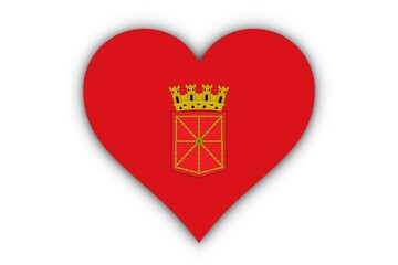 Bandera de la Comunidad Foral de Navarra en corazón - obrazy, fototapety, plakaty