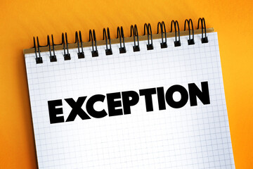 Exception text on notepad, concept background