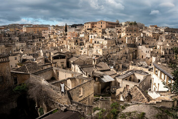 Fototapeta na wymiar Panoramic view of the famous Sassi di Matera, Southern Italy