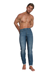 Fototapeta premium Shirtless handsome sexy male, isolated, 3D render