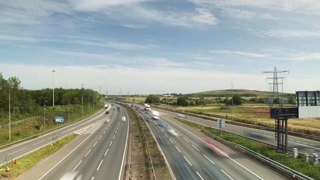 Traffic on a highway with cars, United Kingdom