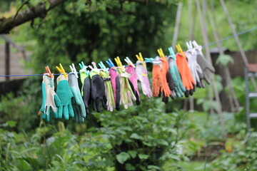 work gloves,hang to dry on the clothesline