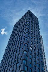 Obraz premium Moscow, Russia 2022 New buildings facades in housingresidential complex Moscow city, Russia. Modern style in architecture. New houses in dormitory area of Moscow.