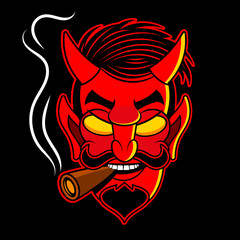 Rockabilly Devil tattoo vector illustration in full