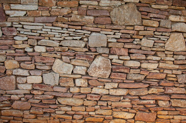 A different stone wall is made of stones of different sizes. 