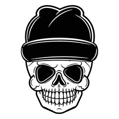 black white illustration of a skull in hip hop