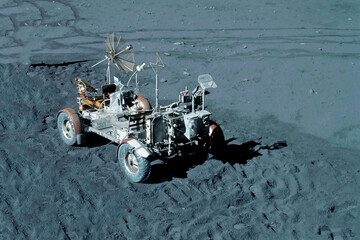 Moon rover on the surface of Moon. Elements of this image furnished by NASA