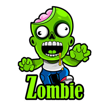 Vector illustration of halloween zombies. Green zombies. Ready for party. 31 October. Halloween