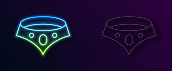 Glowing neon line Necklace icon isolated on black background. Vector