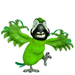 green parrot cartoon will attack you