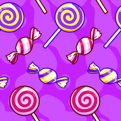 Pink Candy Cartoon Food Pattern