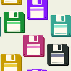 Floppy disk Cartoon Seamless Pattern
