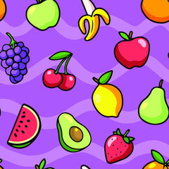 Fruit Cartoon Seamless Pattern