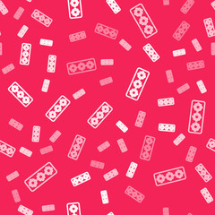 White line Password protection and safety access icon isolated seamless pattern on red background. Security, safety, protection, privacy concept. Vector