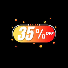 35% off discount, Extra Sale, banner design template, discount label, best offer, app icon, vector illustration. Thirty-five