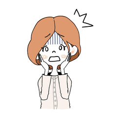 ショックな出来事があり、びっくりして落ち込んでいる様子の女の子のイラスト
