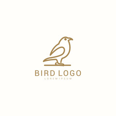 Obraz premium Bird logo abstract design. linear style. dove sparrow sitting logotype