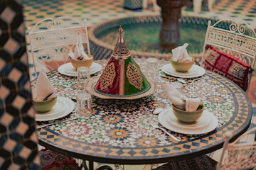 Lunch table with Moroccan serving design