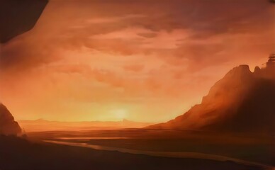 sunset in the mountains