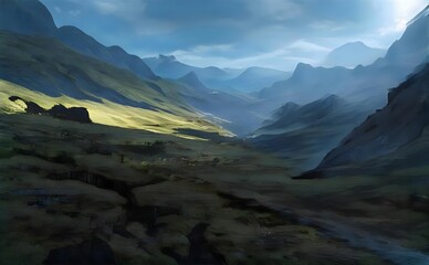 Fototapeta premium 3d rendering of a beautiful nature landscape