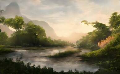 Obraz premium sunrise over the river