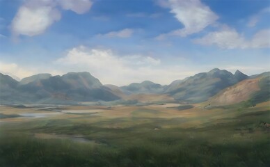 3d rendering of mountains with clouds in the sky