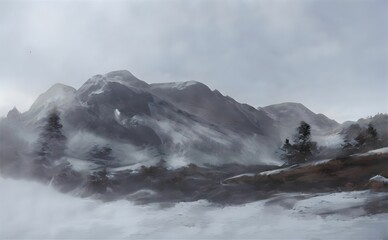 snow covered mountains