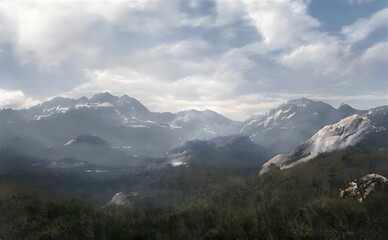 Fototapeta na wymiar panorama of the mountains in winter
