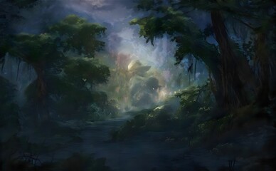 Fototapeta na wymiar illustration of a dark forest
