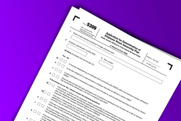 Form 5309 documentation published IRS USA 07.17.2012. American tax document on colored