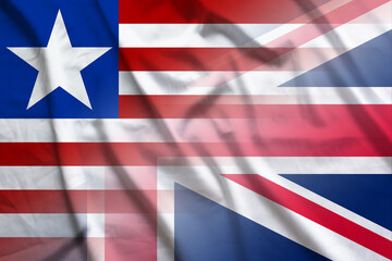 Liberia and England national flag international contract GBR LBR