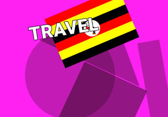 Uganda travel. Government flag on colorful.  Kampala  Uganda travel concept